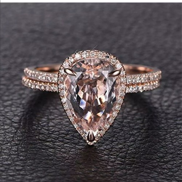 Jewelry - Pink Sapphire Crystal Ring 18KT White Gold Filled